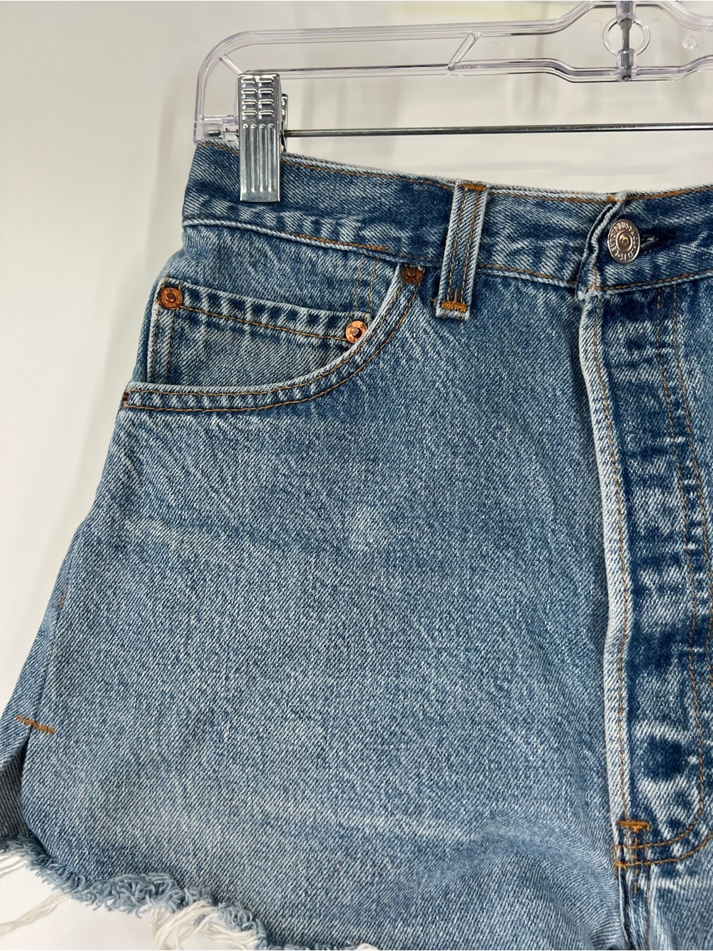 Re/Done High-Rise Button Fly Denim Cutoff Shorts - Picture 3 of 9